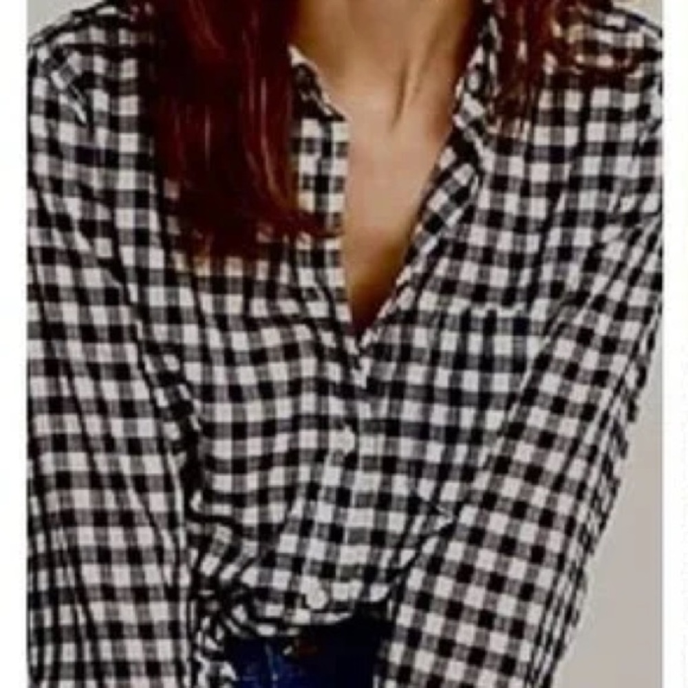 PAIGE Black and White Gingham Button Down Shirt Women’s Medium cabincore